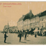 Marosvásárhely, Targu Mures; Fő tér, piac, Dudutz István üzlete, Adi Árpád könyvnyomdája. W.L. (?) No. 34. / main square, shops, market