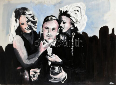 Nagy (Boglárka) Alíz (2001-): Polygon with three edges. Olaj, akril, farost. Jelezve jobbra lent. 55x75 cm.