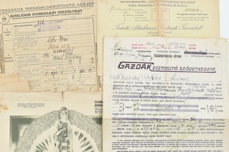 cca 1920-1940 Biztosítási számlák, 8 db - Image 2