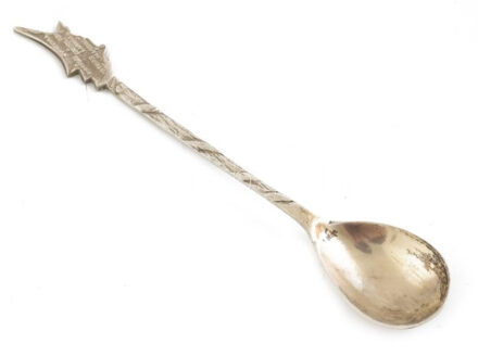 Ezüst (Ag) ciprusi díszkanál. Jelzett (800), kopásokkal, nettó: 11 g, h: 12,5 cm