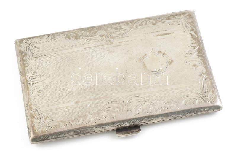Ezüst (Ag) női cigaretta tárca, sérült, jelzett, 5,5x8,5x0,7 cm, nettó: 59 g