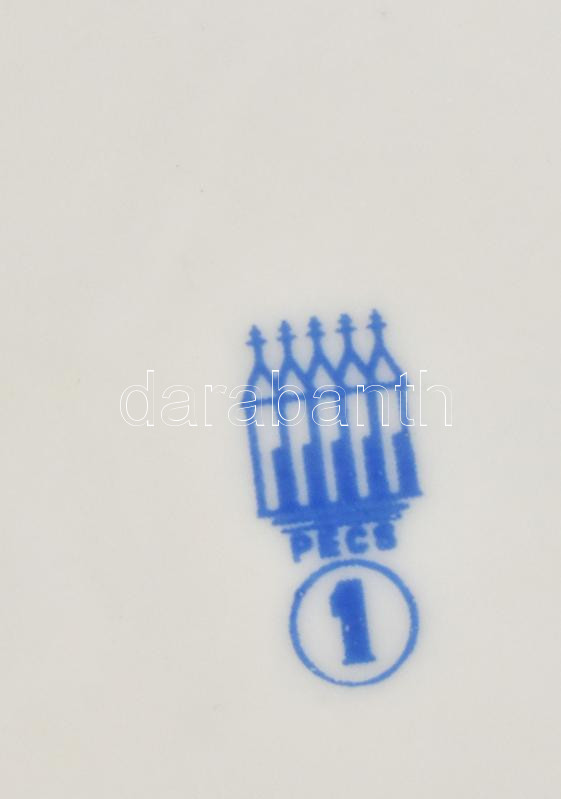 Zsolnay stop táblás porcelán hamutál, Kézzel festett, jelzett, kopással d: 11 cm - Image 2