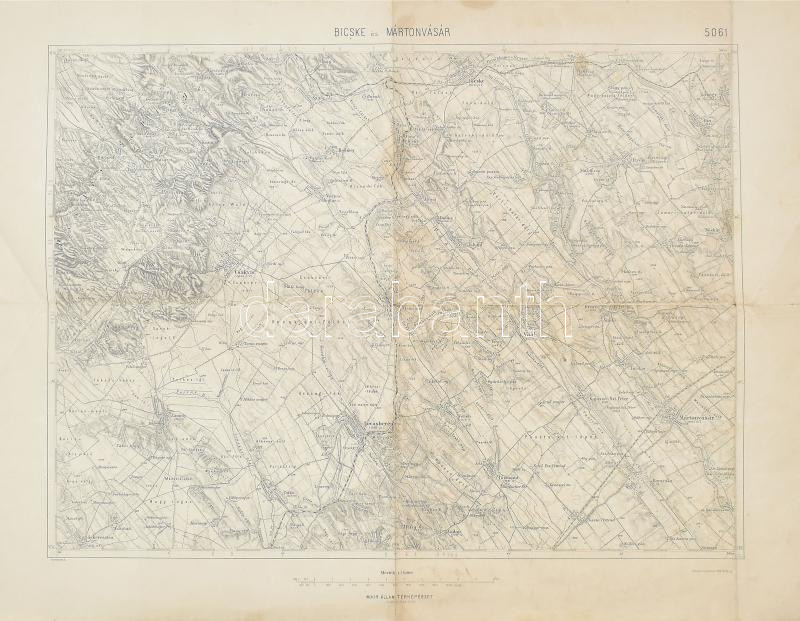 1928 Bicske és Martonvásár környékének katonai térképe, M. Kir. Állami Térképészet, 1:75 000, 48×62 cm