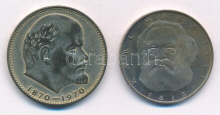 Vegyes: Szovjetunió 1970. 1R Cu-Ni-Zn 'Lenin' + NSZK 1983J 5M Cu-Ni 'Karl Marx halálának 100. évfordulója' T:XF,AU patina Mixed: Soviet Union 1970. 1 Ruble Cu-Ni-Zn 'Lenin' + FRG 1983J 5 Mark Cu-Ni '100th Anniversary - Death of Karl Marx '