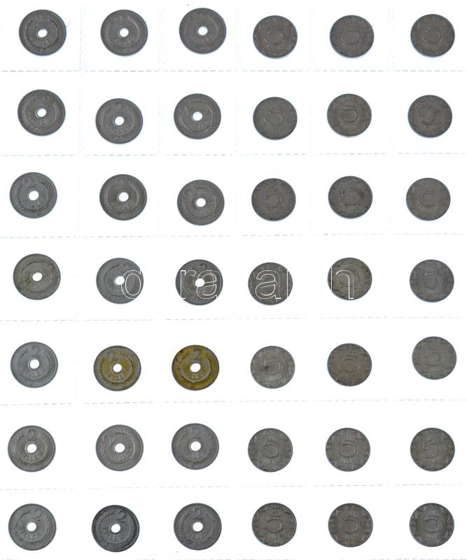42db-os vegyes 2f és 5f Al érmetétel T:AU-VF patina
