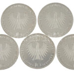 NSZK 1988D 10M Ag 'Arthur Schopenhauer' (5x) T:UNC (eredetileg PP) patina FRG 1988D 10 Mark Ag 'Arthur Schopenhauer' (5x) C:UNC (originally PP) patina Krause KM#168