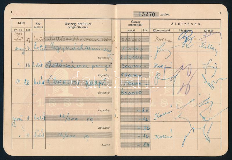 1946 Debreceni Kölcsönös Segélyező Egylet mint Szövetkezet betétkönyve - Image 2