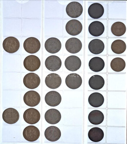 69db-os vegyes pfennig és márka érmetétel a Német Harmadik Birodalmi időszakból T:vegyes 69pcs of mixed pfennig and mark coin lot from the German Third Reich C:mixed