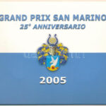 San Marino 2005. 1c-2E próbaveret (8xklf) '25 éves a san marinoi Formula-1-es nagydíj' sérült karton tokban T:UNC San Marino 2005. 1 Cent - 2 Euro trial strike (8xdiff) '25th anniversary of the Formula-1 Grand Prix in San Marino' in damaged