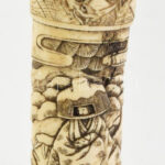 Tanto nyél, faragott csont, Japán, 1900 körül, Meiji korszak, h: 11 cm - Image 2