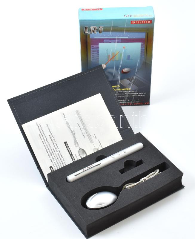 Infiniter LR1 laser pointer távirányító funkcióval, USB vevőegységgel, angol nyelvű leírással, eredeti dobozában, használatlan állapotban