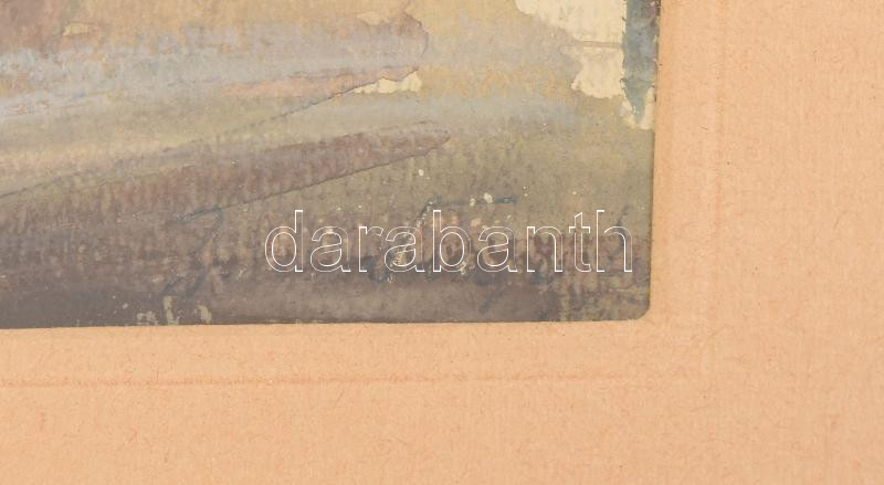 Jelzés nélkül: Városrészlet, olaj ,papír. Üvegezett keretben 34x19 cm - Image 2