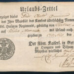1784 Urlaubs-Zettel, leszerelt katona úti okmánya, hajtott./ Urlaubszettel (passport) of disarmed soldier
