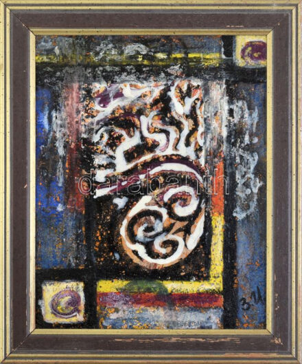 Irina Zvereva (?- ): Születés ('Birth'), 2000. Olaj, karton, jelzett a hátoldalon. Fa keretben, 25x20 cm