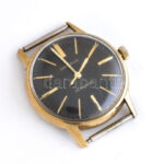 Caravelle mechanikus, fekete számlapos férfi karóra, sérülésekkel, működik, d: 34 mm