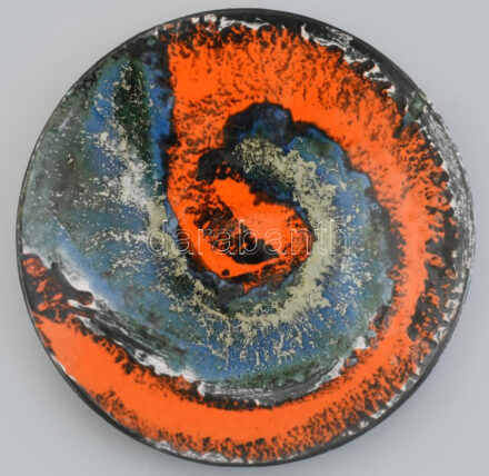 Karácsonyi Zsuzsa kerámia tál, jelzett, hibátlan, d: 30 cm