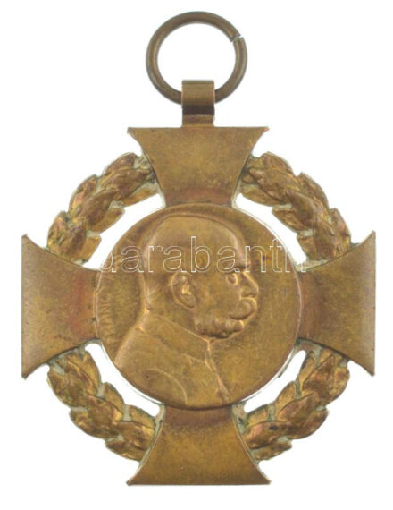 1908. 'Jubileumi Kereszt' aranyozott bronz kitüntetés mellszalag nélkül T:XF patina, kopott aranyozás, kis karc Hungary 1908. 'Diamond Jubilee Cross' gilt bronze decoration without ribbon C:XF patina, worn gilt, small scratch