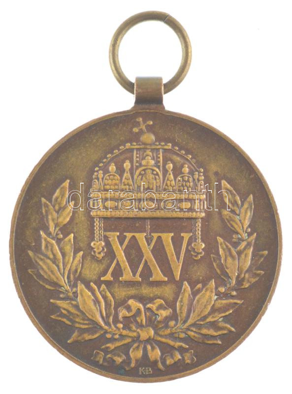 1911. 'Díszérem a Tűzoltás és Mentés Terén Teljesített 25 Évi Eredményes Tevékenységért' bronz kitüntetés mellszalag nélkül, KB verdejellel. Szign.: REISNER T:AU,XF patina, kis ph / Hungary 1911. 'Medal of Honour for Fire Service - Image 2