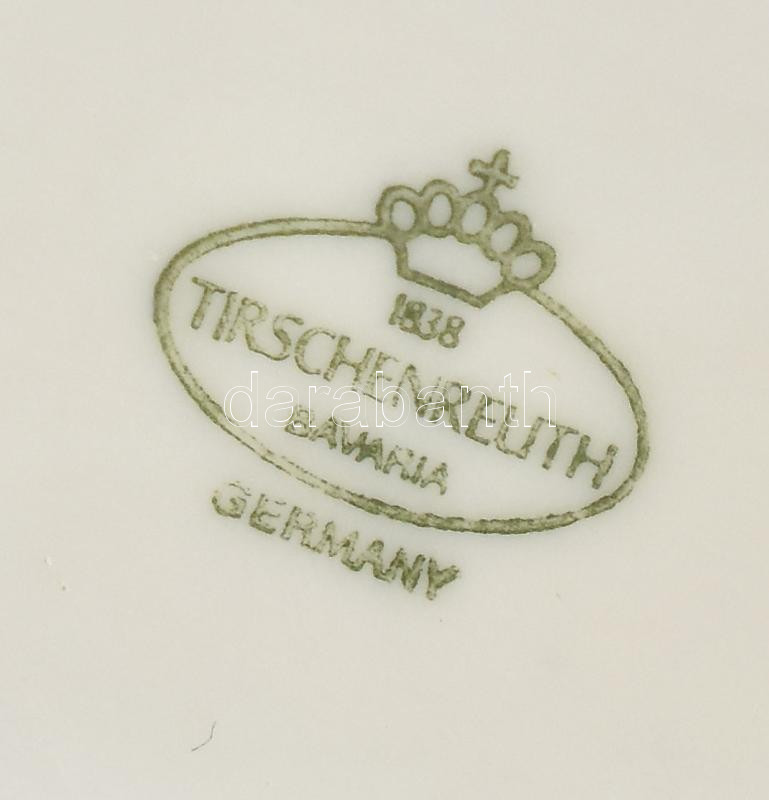 Tirschenreuth porcelán váza, fehér mázas/biszkvit, plasztikus virágdíszítéssel. Jelzett, minimális kopással, 9,5x12,5 cm - Image 2