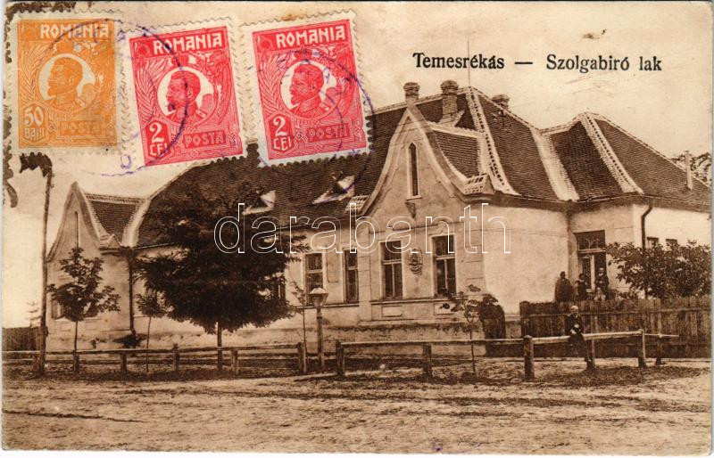 1924 Temesrékas, Temes-Rékas, Rékás, Recas; Szolgabíró lak / judge's house. TCV card (Rb)