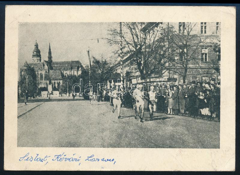 1948 Kassa, Kővári Rezső maratonfutó képeslapja aláírásokkal - Image 2