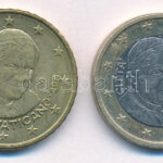 Vatikán 2010. 1E 'XVI. Benedek' + 2011. 50c 'XVI. Benedek' T:XF Vatican 2010. 1 Euro 'Benedict XVI' + 2011. 50 Cent 'Benedict XVI' C:XF