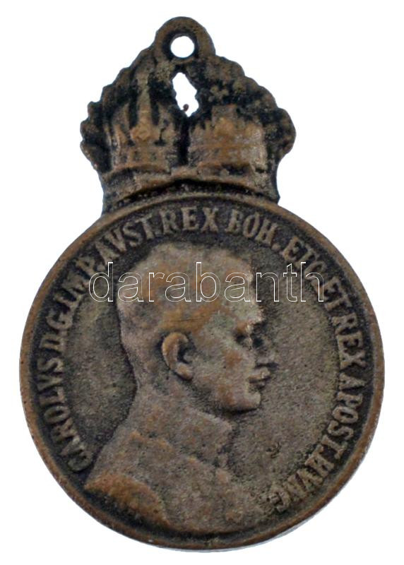 ~1917. 'Károly Katonai Érdemérem' ezüstözött bronz frakklánc miniatűrje (22x16mm) T:AU kopott ezüstözés
