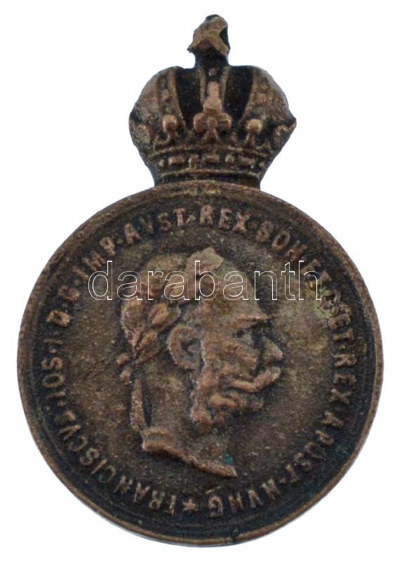 ~1890. 'Bronz Katonai Érdemérem' ezüstözött bronz frakklánc miniatűrje (22x15mm) T:XF kopott ezüstözés