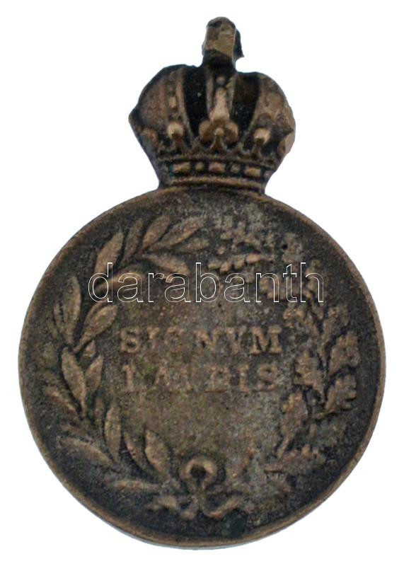 ~1890. 'Bronz Katonai Érdemérem' ezüstözött bronz frakklánc miniatűrje (22x15mm) T:XF kopott ezüstözés - Image 2