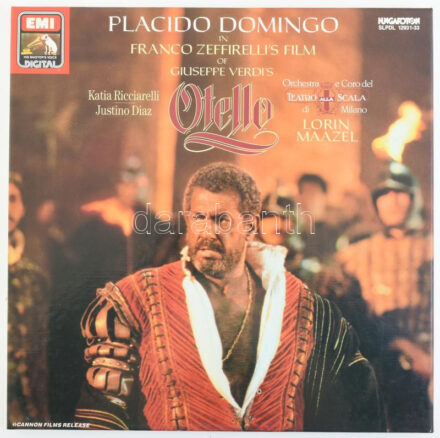 Placido Domingo, Katia Ricciarelli, Justino Diaz, Orcestro E Coro Del Teatro Alla Scala Di Milano, Lorin Maazel, Giuseppe Verdi - Otello. 3 x Vinyl, LP, Album, Box Set. Hungaroton. Magyarország, 1986. jó állapotban, erdeti csomagolójeggyel
