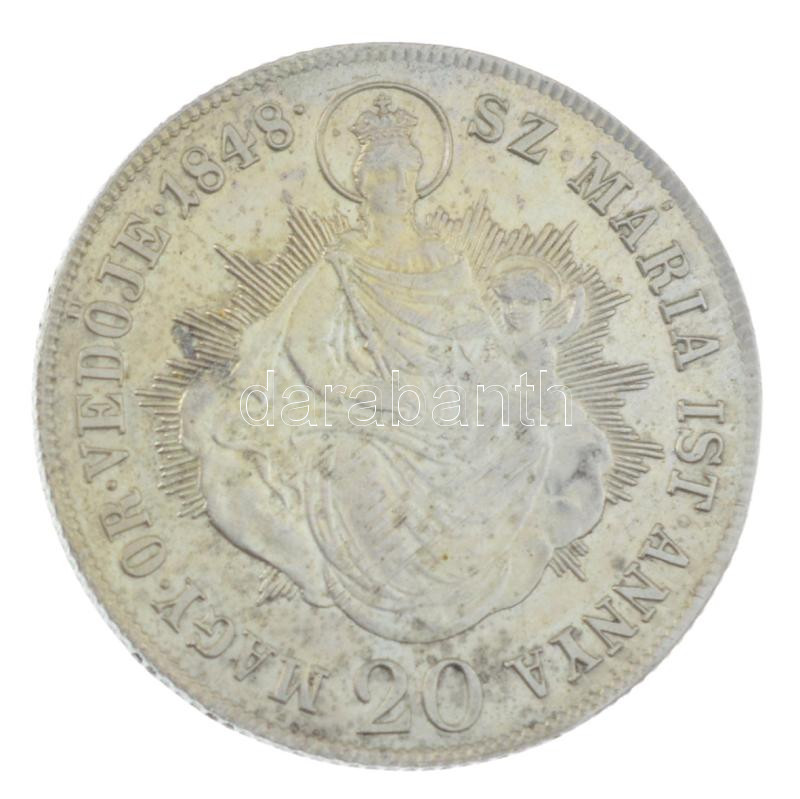 1848KB 20kr Ag 'V. Ferdinánd' T:AU juszt. / Hungary 1848KB 20 Kreuzer Ag 'Ferdinand V' C:AU adjusted Huszár: 2092., Unger III.: 1428.