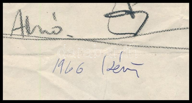 Kéri Imre (1945- ): Alvó férfi portréja (tanulmányrajz), 1966. Ceruza, papír, jelzett. Sérült. 21x23 cm - Image 2