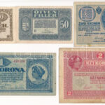 1914. 2K 'C' + 1917. 2K + 1920. 20f + 50f + 1K T:AU-F szakadás, ragasztásnyom