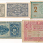 1914. 2K 'C' + 1917. 2K + 1920. 20f + 50f + 1K T:AU-F szakadás, ragasztásnyom - Image 2