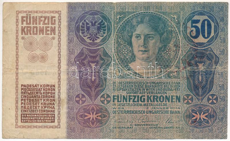 1914. 50K piros 'MAGYARORSZÁG' felülbélyegzéssel T:F,VG Adamo K24B