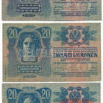 1913. 20K + 1913. 20K II. kiadás (2x), egyik piros 'Deutschösterreich' felülbélyegzésekkel T:III Adamo K17