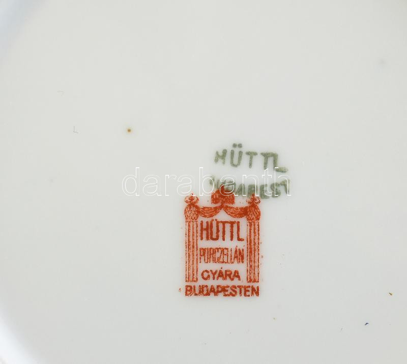 Hüttl Tivadar 4 db porcelán tálka. Kézzel festett, jelzett, hibátlan 10 cm - Image 2