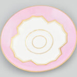 Jelzés nélküli pink-arany porcelán csésze kézzel festett, jelzett, kis kopással - Image 2
