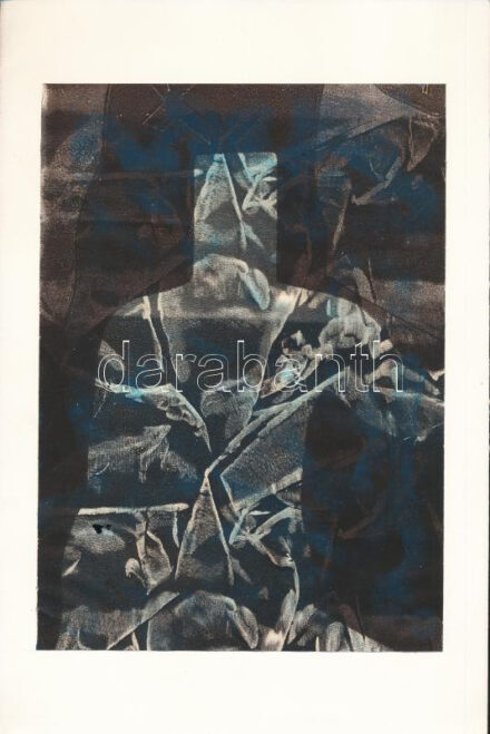 Joseph Kádár (1936-2019): Szürrealista kép (cím nélkül). Monotípia, papír. Jelzett a hátoldalán. Papírra kasírozva. Kisebb sérüléssel 23x16,5 cm / monotype on paper, signed on the reverse, with small damage.