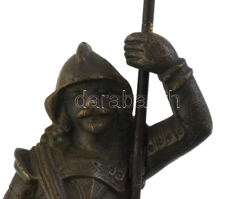 Jelzés nélkül: Keresztes katona. Bronz, márvány talapzaton, kopott, m: 30 cm - Image 2