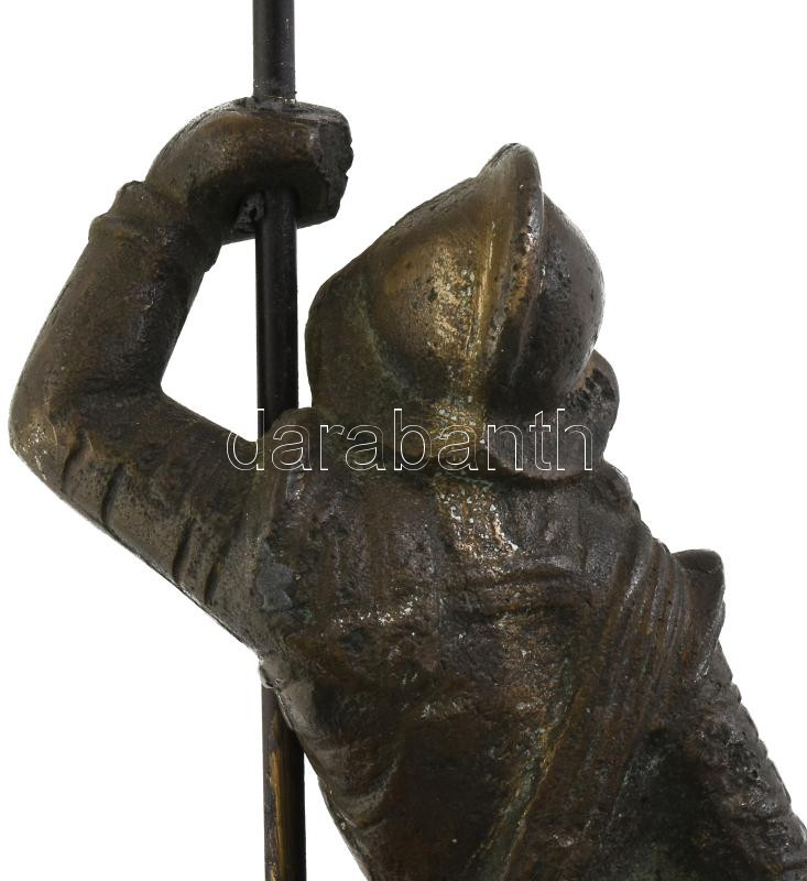 Jelzés nélkül: Keresztes katona. Bronz, márvány talapzaton, kopott, m: 30 cm - Image 3