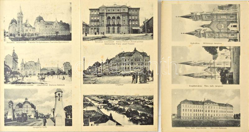 Temesvár, Timisoara; 6-részes kihajtható leporellólap, rajta zsinagóga / 6-tiled folding leporellocard with synagogue (b) - Image 3