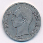 Venezuela 1935. 5B Ag T:2-,3 ph, lapka hiba, ü. Venezuela 1935. 5 Bolivares Ag C:VF,F edge error, planchet error, ding Krause KM#24