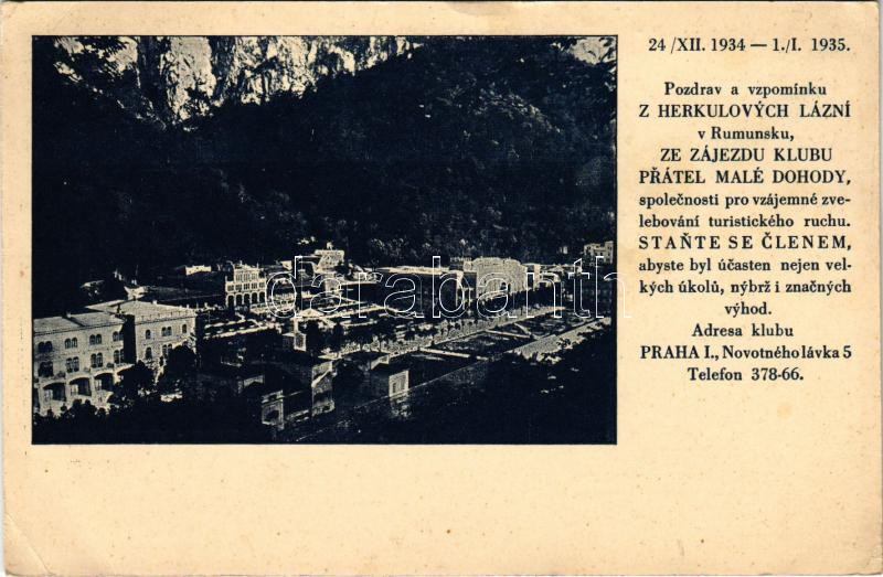 1935 Herkulesfürdő, Baile Herculane; Cseh reklámlap / Czech advertisement card (EB)