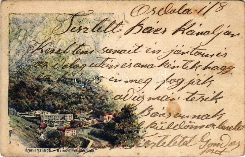 1899 (Vorläufer) Herkulesfürdő, Baile Herculane; Ezredéves Országos Kiállítás, barna 2 Kr Ga. s: Kimnach (fa)