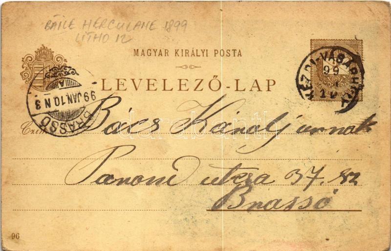 1899 (Vorläufer) Herkulesfürdő, Baile Herculane; Ezredéves Országos Kiállítás, barna 2 Kr Ga. s: Kimnach (fa) - Image 2