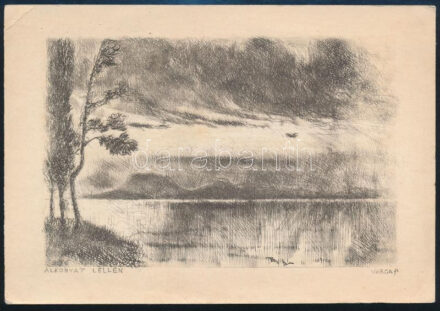 Varga P jelzéssel: Alkonyat Lellén (Balaton). rézkarc, papír, jelzett a karcon 9x13 cm