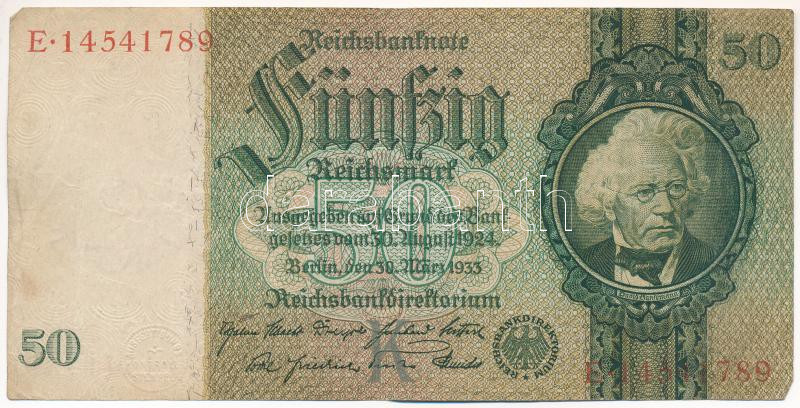Német Harmadik Birodalom 1933. 50M T:F German Third Reich 1933. 50 Mark C:F Krause 182.a