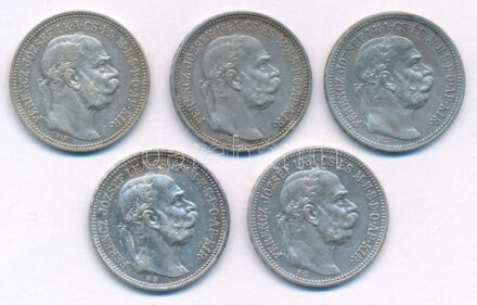 1912KB 1K Ag 'Ferenc József' + 1915KB 1K Ag 'Ferenc József' (4x) T:XF,VF patina Adamo K5.1