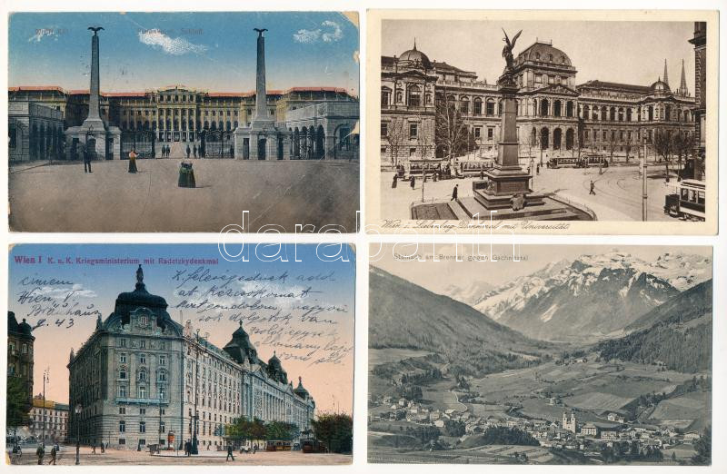 12 db RÉGI osztrák város képeslap vegyes minőségben / 12 pre-1945 Austrian town-view postcards in mixed quality